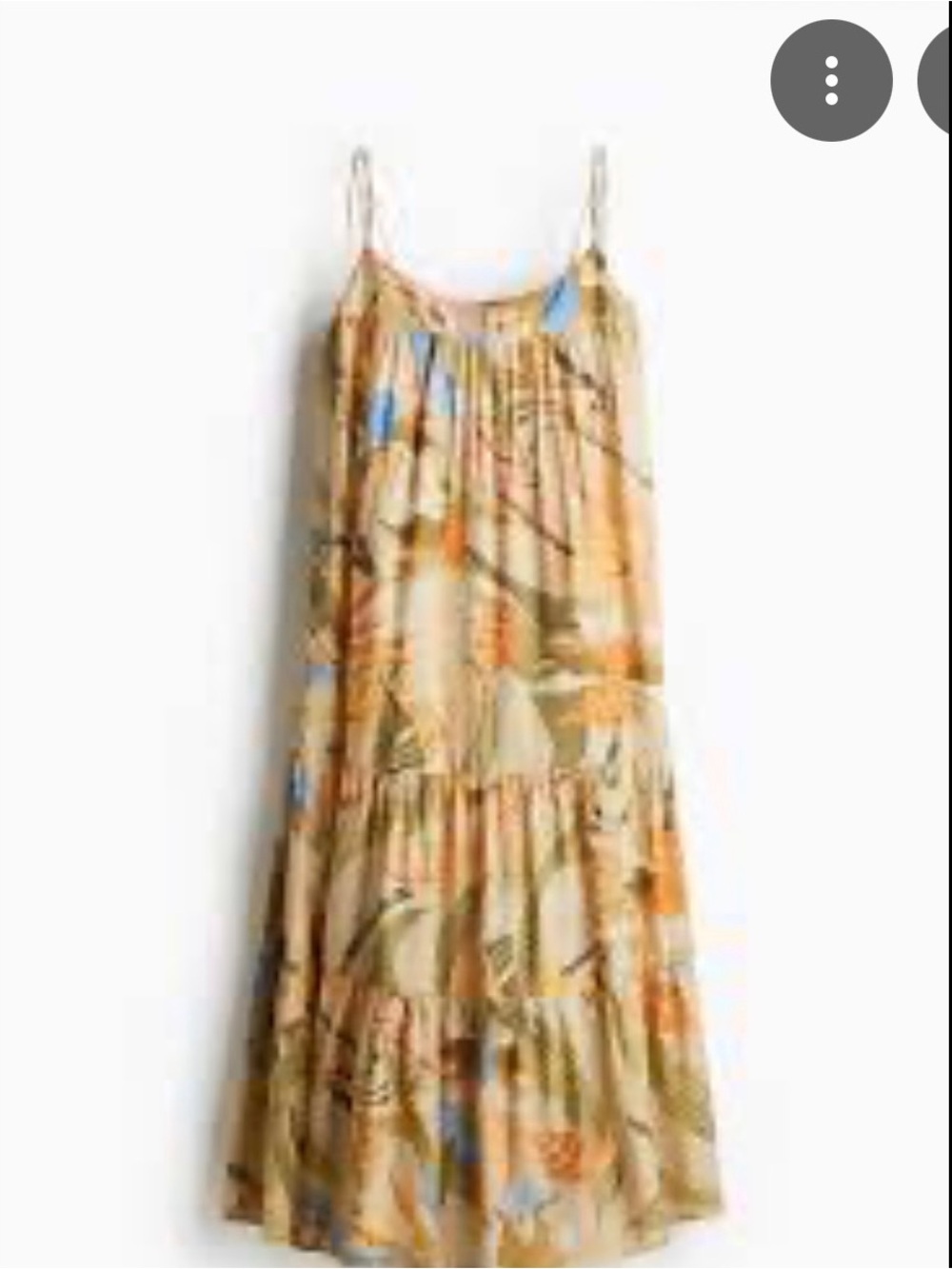 H&M Beige Maxi Skirt with Tropical Leaf Print in Green, Orange & Blue